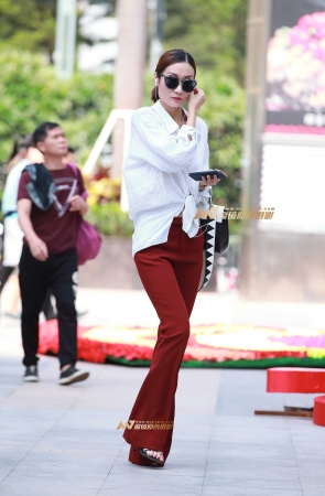 长裤，长腿，凉高