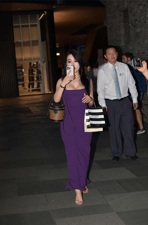 复古风紫色长裙