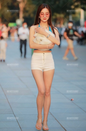 抱白狐的热裤小姐姐