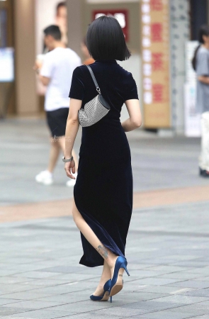 旗袍街拍高跟shaofu