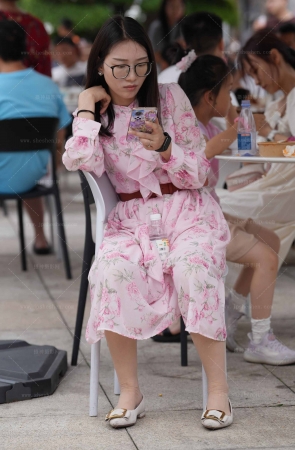 轻熟素人花裙肉丝平底59P