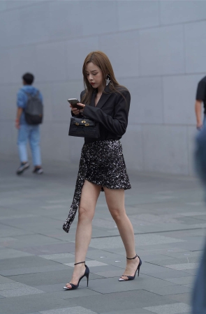 短西装外套亮片裙