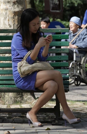 No922 优雅的蓝裙少妇