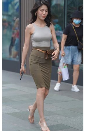 高腰紧身裙MM【套图+视频】