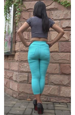 模拍蓝色紧身大苹果