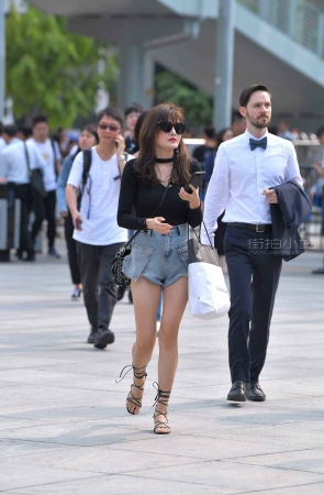 高腰短牛墨镜女