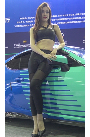 漂亮的皮裤车模美女