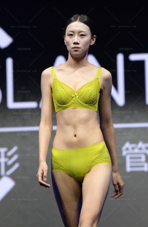 SH25-191-58√性感荧光绿蕾丝内衣模特