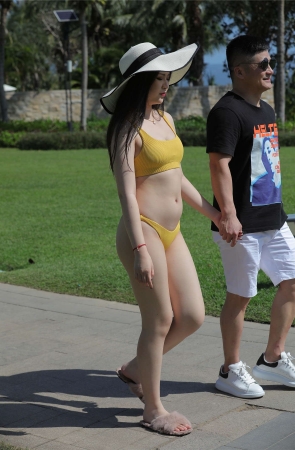三亚旅拍 可可黄泳装