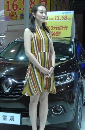 4k-条纹连衣裙知性模特美女