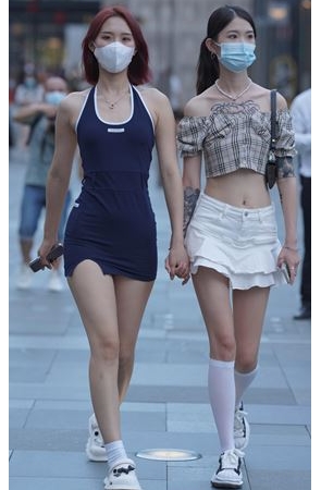 蓝色连体包臀裙美女(157P)