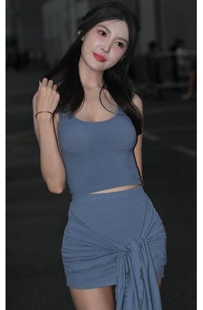 长腿气质蓝色包臀美女(96P)