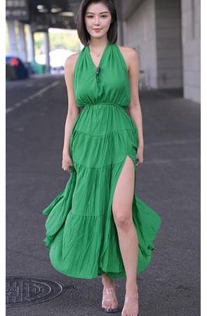 绿色长裙美女(97P)